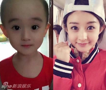 小男孩撞臉趙麗穎